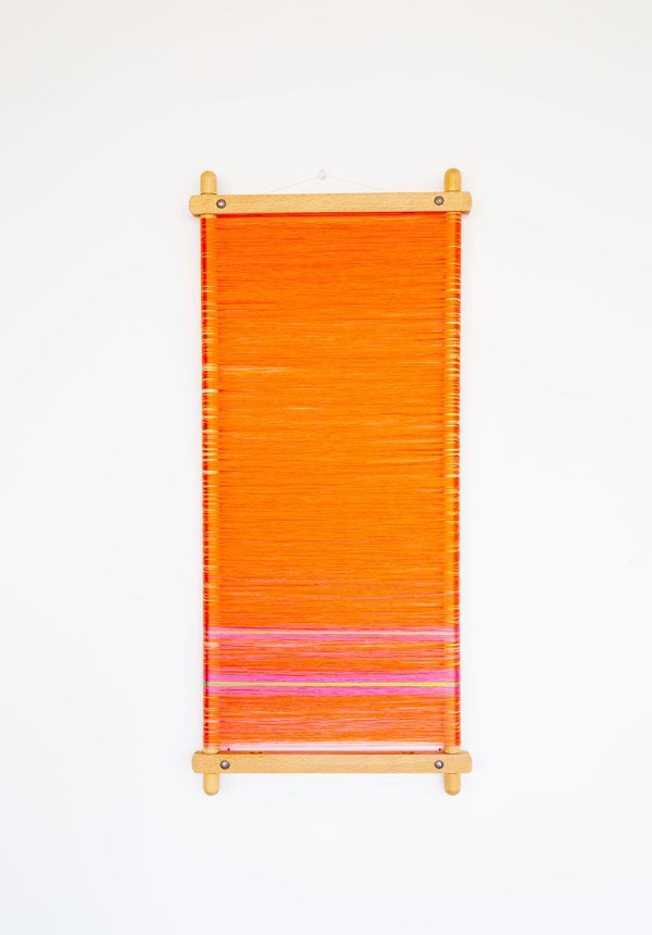 Wrapped Orange 2023 Gutermann Rayons on tapestry frame 12 x 28 inches 1753267887